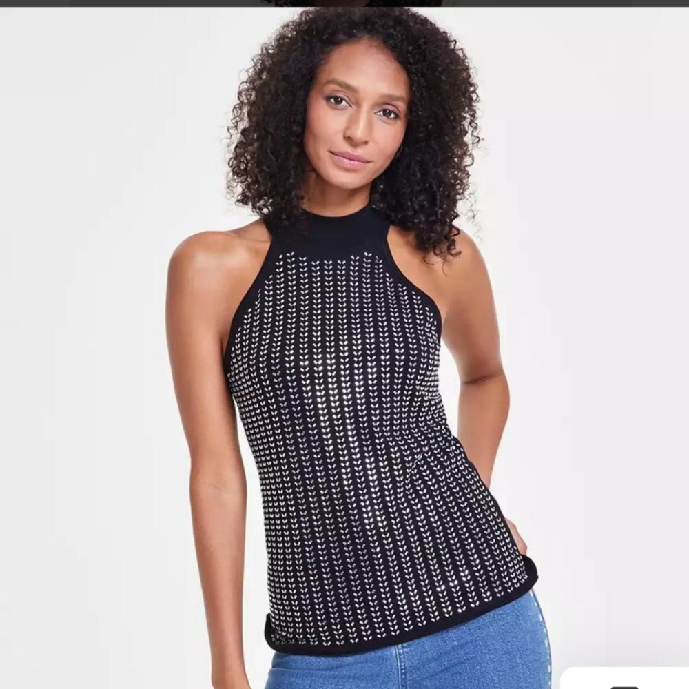 I.N.C. International ConceptsWomen's Embellished Sleeveless HalterSweater